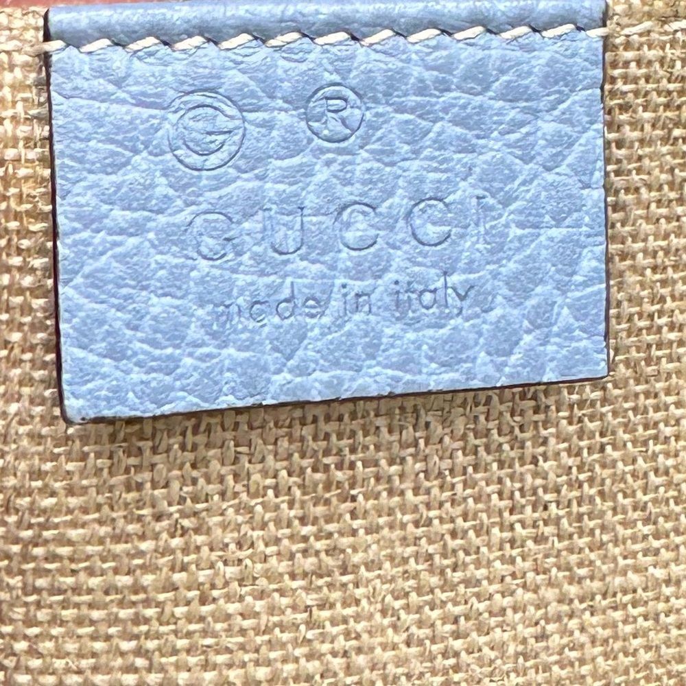 Auth Gucci Small Dollar Calfskin Dome Mineral Blue 2way GG Charm Bag Satchel - Picture 16 of 16